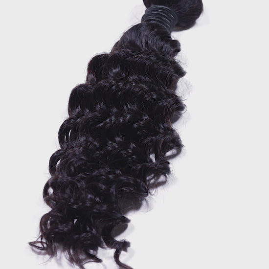 Brazilian Deep Wave Hair Extensions offer a beautiful curl pattern that is thick, bouncy and beautiful. You can style and color and easily straighten this hair with ease.  Lengths: 10" - 32" Hair Grade: VIRGIN HAIR Wefts: Machined Double Stitch Style: Deep Wave Weight: 100 grams / 3.5 oz